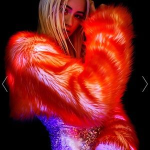 j Valentine Light up fur shrug coat